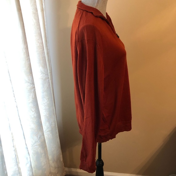 Neiman Marcus Orange Quarter-Zip Men's Sweater - Picture 4 of 7